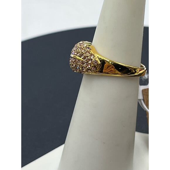 J. Crew Pink Pave Kiss Lips Gold Tone Ring Sz 5 New - Picture 7 of 15